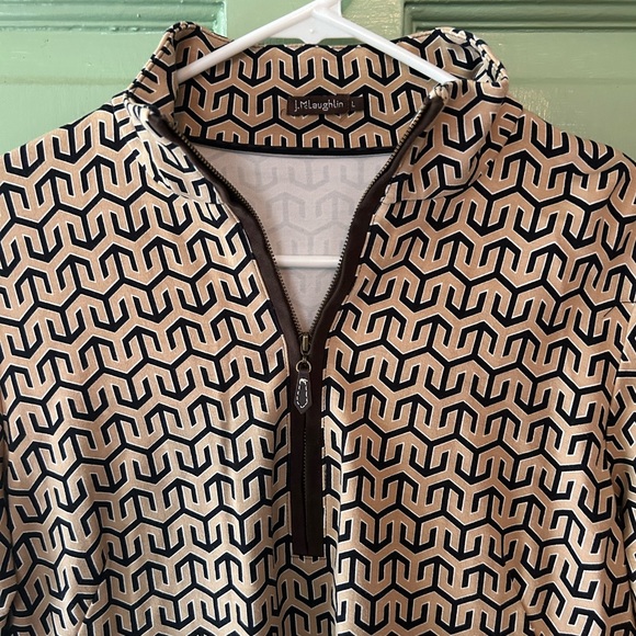 J McLaughlin Collar geo print Fitted Dress L retro Vibes Catalina Cloth new - Picture 2 of 8